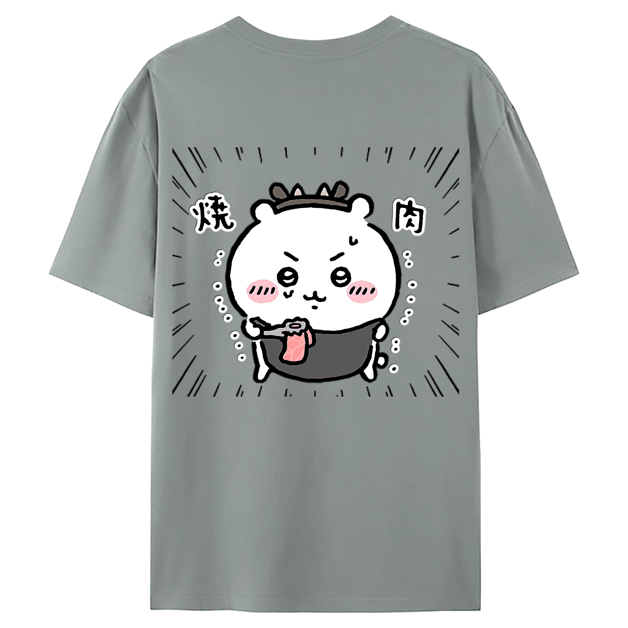 （画像用） ちいかわ ちいかわ Chii-kawa chiikawa 綿100％ メンズ半袖Tシャツ（バックプリント） 通気性